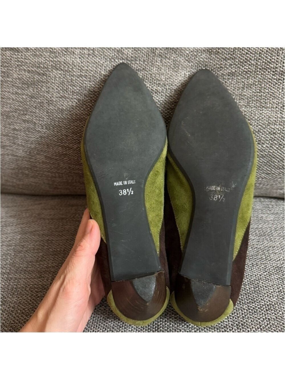 Women’s Diane B Milano Suede Green Brown Shoes Vintage Italy 38.5 Used - Picture 11 of 16